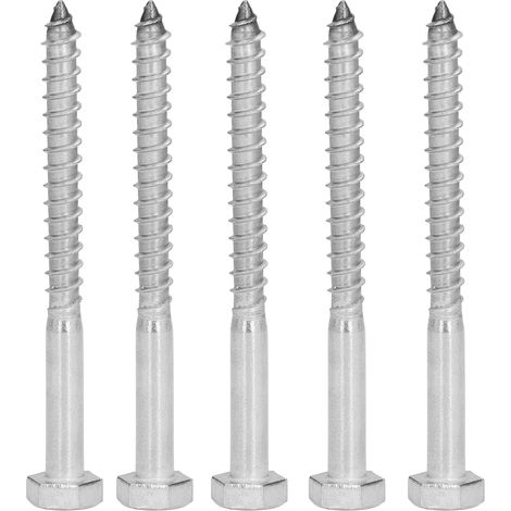 Vis autotaraudeuse en acier inoxydable 304, tête hexagonale, filetage partiel, pour bois, dimensions M6 x 70 mm (1/5)