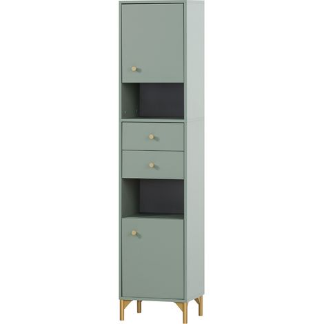 Hochschrank Badmöbel ANGERS-80 in mint, B/H/T: ca. 40,3/181,6/33,1 cm (1/5)