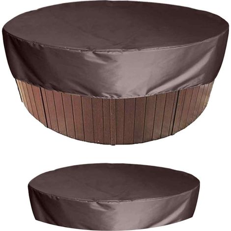 Housse de protection ronde pour jacuzzi, table de jardin, spa, jacuzzi, avec élastique pour meubles de baignoire extérieur, 190 x 89 cm (marron)