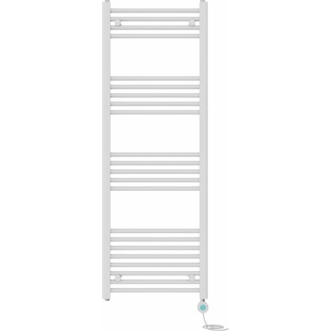 Pre-filled Bathroom Straight Electric Heated Towel Rail Radiator Thermostatic 1400x500mm White
