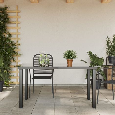 INLIFE Table de jardin Noir 150 x 90 x 74 cm Aluminium et verre (1/3)