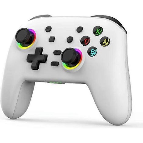 Manette de jeu sans fil Bluetooth avec vibrations somatosensorielles pour Nintendo Switch/Switch Pro - Blanche (1/2)