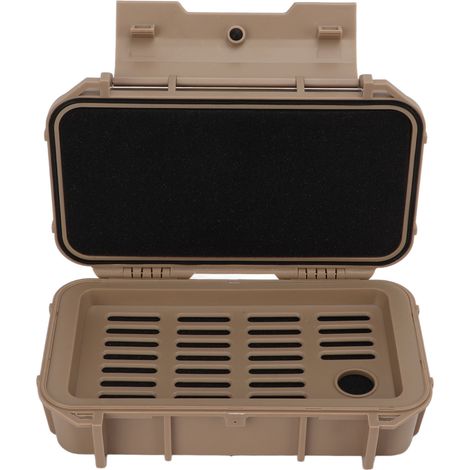 Coffret de transport rigide et étanche pour outils et équipements, en plastique ABS, double boîte étanche, couleur argile, idéal pour le camping et les activités de plein air. (1/5)