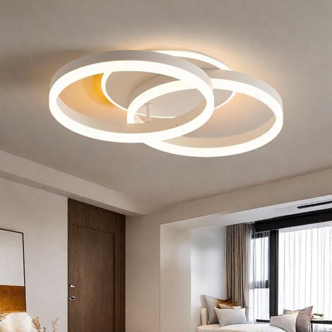 Plafonnier LED Moderne 2 Anneaux, 36W 3000K Blanc Chaud, Matériau Acrylique, Éclairage Ambiance pour Salon, Chambre, Bureau, 50CM (1/5)