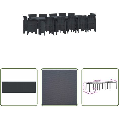 vidaXL Outdoor Essgruppe - Garten Essgruppe mit Kissen 13 pcs Anthrazit Kunststoff (1/5)