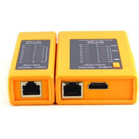 Testeur De Câbles - HDMI RJ45 RJ11 - Alimentation 9 V Ou USB - 10 5 X 9 5 X 2 6 Cm - Jaune - 1 Pièce (1/5)