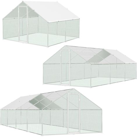 Randaco Enclos Poulailler extérieur 3x3x2m avec serrure 9 m² parc grillagé poulailler en acier galvanisé