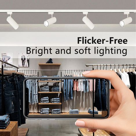 4 Stück LED Schienenleuchte 30W Kaltweiß, Weiß Schienenbeleuchtung Komplettset, Hochwertige Leuchte für Laden, Studio und Warenpräsentation