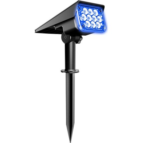 (Bleu - Lot de 2) Lampe solaire murale extérieure étanche IP65 à 20 LED pour jardin, cour ou terrasse, projecteurs décoratifs (1/5)