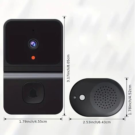 1 sonnette intelligente WiFi avec batterie intégrée – Caméra de sécurité sans fil avec audio bidirectionnel, prend en charge le WiFi 2,4 G pour la sécurité à domicile Design élégant en noir (1/4)