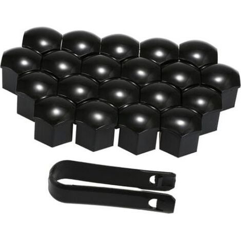 20 Pcs Universel 21Mm Ecrou De Roue Couvre Placement Lug Ecrou Capuchons Vis Protecteur Noir (1/4)