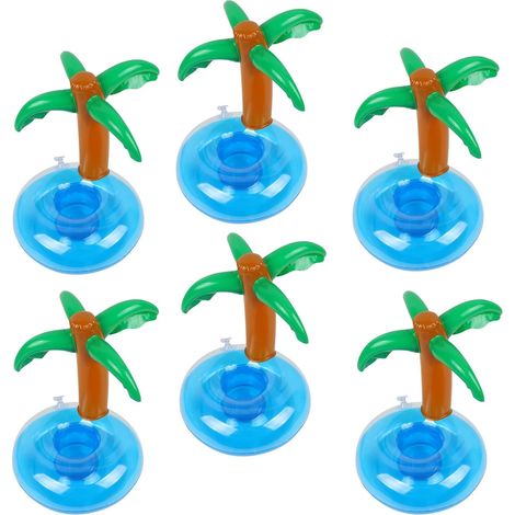 Lot de 6 porte-gobelets gonflables en forme de palmiers, accessoires pour pool party, 20 x 20 x 24 cm (1/5)