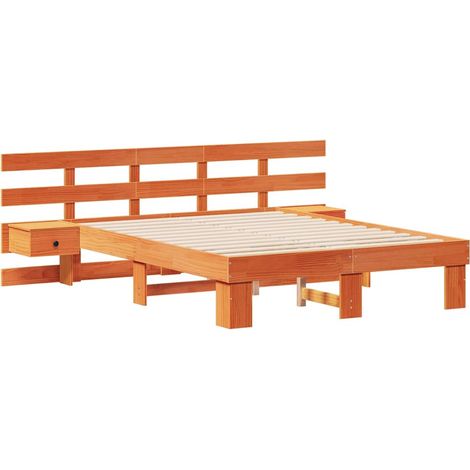 Lit double,Lit adulte,Cadre de lit Marron 140 x 190 cm Pin massif et pin massif CFW1712817 (1/5)