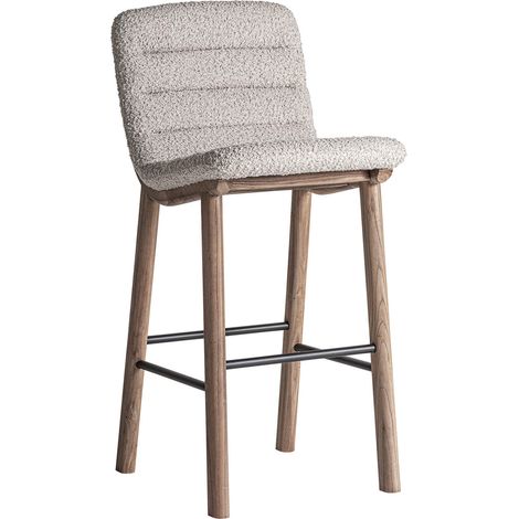 Tabouret contemporain en bois d'orme finition vieilli brun clair - Brun clair vieilli bois naturel (1/5)