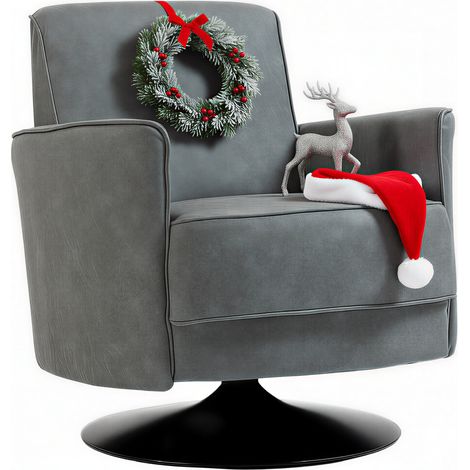 Upholstered Swivel Accent Chair with Thick Padding-Grey (1/5)