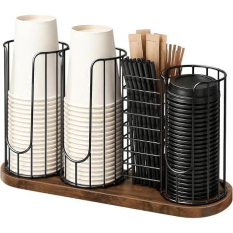 Porte-tasse à café porte-vaisselle rétro à 4 compartiments avec base en (1/5)