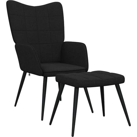 Chaise de salon,Chaise de relaxation avec tabouret Noir Tissu CFW30245 (1/5)