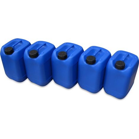 5 bidons de 10 litres (10 L), bidons d'eau de couleur bleue, aptes au contact alimentaire DIN51 (5x10knb51)