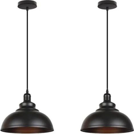 U-Do 2Pcs Lustre Suspension Luminaire Ajustable Vintage E27 Lampe en Fer Noir Lustre éclairage pour Cuisine Bureau Salon (1/4)