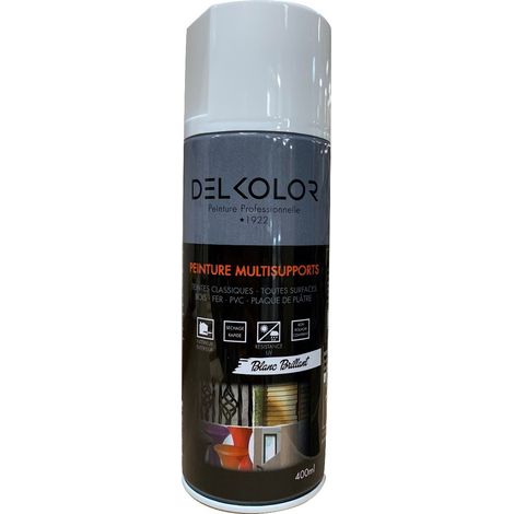 Peinture en aérosol RAL 9010 blanc pur mat – Antirouille et primaire pour métal – 400ml – Séchage rapide et haute performance – Delkolor (1/2)