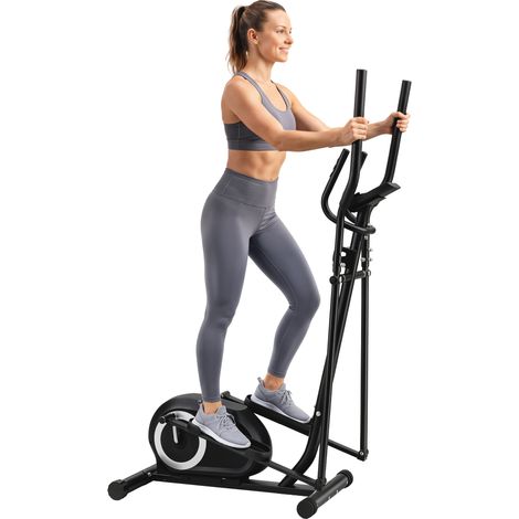 Vélo elliptique - SPORTNOW - résistance 8 niveaux, capteur pouls, bluetooth, support pour téléphone - acier - 100x52x153cm - gris