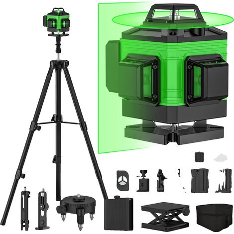 Livella laser, funzione autolivellante, compatibile con treppiede, 16 linee con treppiede (borsa in tessuto) (1/2)