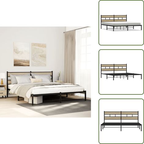 vidaXL Cadre de lit en métal sans matelas chêne sonoma 183x213 cm (1/5)