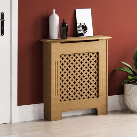 Vida Designs Oxford Copertura del radiatore Unfinished - Piccolo - Motivo incrociato tradizionale per miglior circolazione del calore - H82xW78xD19cm - MDF non verniciato per soggiorno e corridoio (1/5)