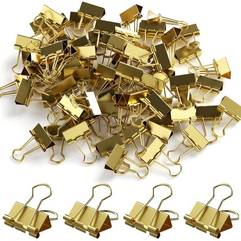 100er-Packung vergoldete Büroklammern (19 mm) – Stabile und wiederverwendbare Büroklammern – Kleine, faltbare Büroklammern – Für Briefpapier, Papier und Bürobedarf (1/5)