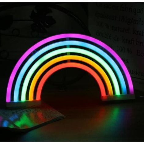 Veilleuse LED - - Lampe Rainbow - Rose - USB et Piles - Éclairage Intérieur (1/4)