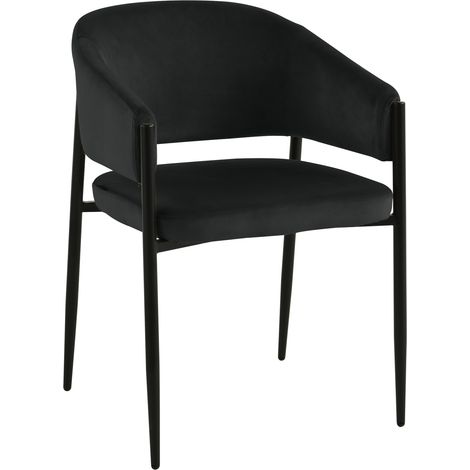 Silla tapizada de terciopelo SARANO, negro