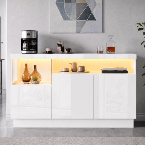 Modernes LED-Sideboard mit APP-Steuerung, Acryl-Nische, weiß 140 x 36 x 80 cm HAVRYA (1/5)