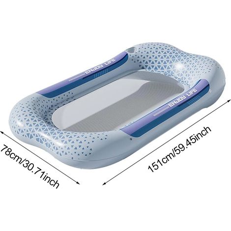 Bouées gonflables avec support en filet style chaise longue, parfaites pour les fêtes d'été au bord de la piscine.