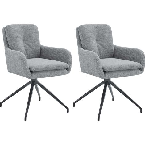 Juego de 2 sillas de comedor giratorias cómodas y modernas en tela gris con estructura de metal 100006561 (1/5)
