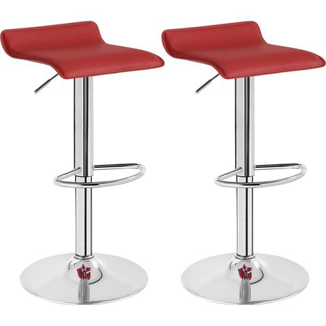 WOLTU 2X Taburetes de Bar Regulable en Altura Cuero Artificial Acero Cromado Asiento Acolchado Silla de Bar Taburetes Alto Cocina Burdeos