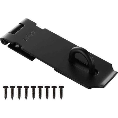 Cadenas Fermoir Loquet Puerta 5 Pulgadas, Pestillo para candado Cerradura puerta exterior con Tornillos, Pestillo de Puerta Inoxidable para Puerta, Cajón, Armario (Negro) (1/5)