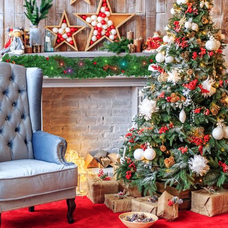 Guirlande de Noël lumineuse 2,7m avec branches de sapin, décoration de fenêtre et porte pour hôtel, lot de guirlandes décoratives de Noël (1/4)