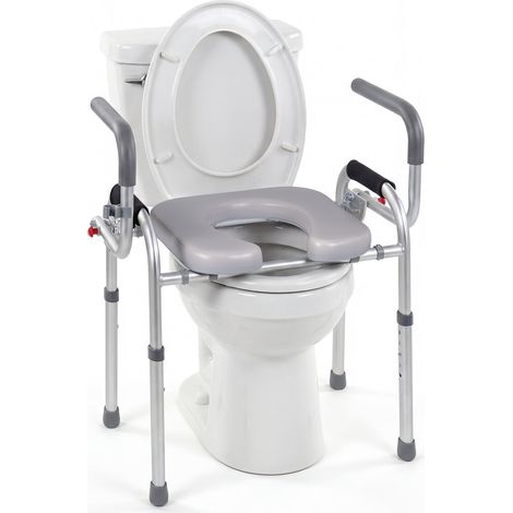 Erhöhter Toilettensitz mit klappbaren Griffen, höhenverstellbar