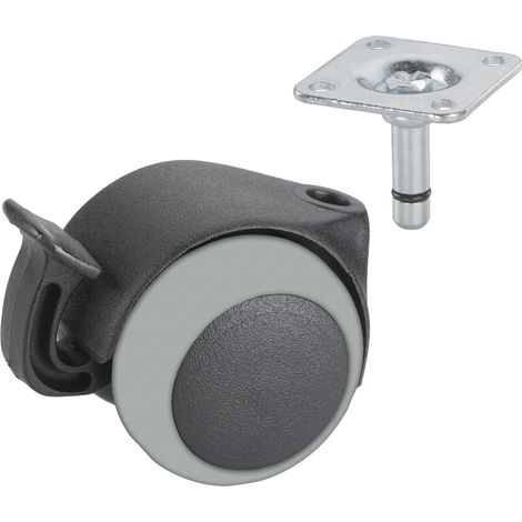 DÖRNER + HELMER Doppel-Lenkrolle Two 50 mm 40 kg Platte Feststeller (1/2)