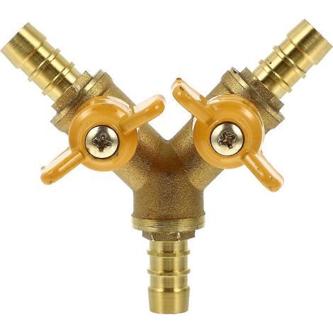 Raccord en Y professionnel à 2 interrupteurs, vannes à bille en forme de Y, répartiteur de tuyau en laiton à 3 voies-8X7.3X4CM-Yellow (1/3)