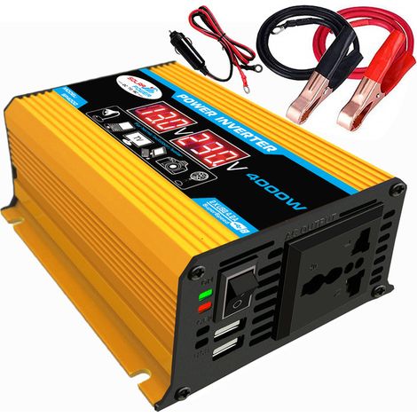 Pur Sinus Onduleur à Onde,1 pcs Convertisseur 12V 220V 3500W Sinusoïdale Pure 3500 Watt Transformateur avec Télécommande écran LCD Prises EU Ports USB Port de Type-C Bornes de Connexion pour Système (1/5)