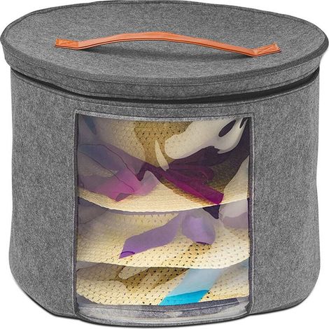 Caja de almacenamiento de sombreros con tapa, bolsa grande y redonda para guardar sombreros de mujer (1/4)