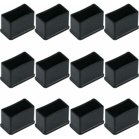 Lot de 12 Embouts de Protection Rectangulaires en Feutre de Caoutchouc pour Pieds de Table ou de Chaise - Noir, 15 x 30 mm.- (1/5)