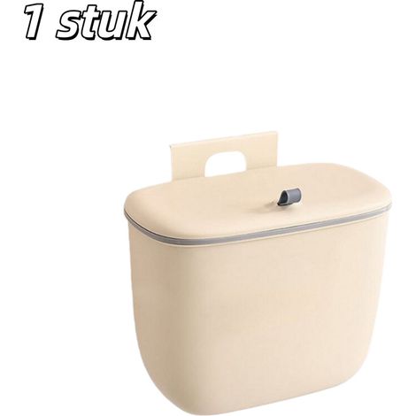 Poubelle de cuisine murale 8 L avec couvercle et bac fermé pour compost et collecte des déchets de cuisine chambre et salle de bain couleur beige (1/5)