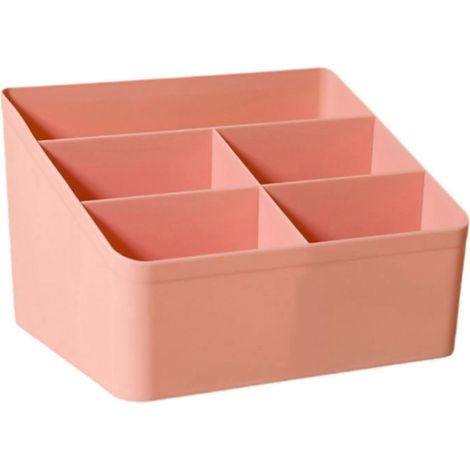 Boîte de rangement de bureau avec porte-télécommande, organiseur, porte-stylos, étui de rangement pour maquillage, présentoir pour la maison, la chambre d'étudiant, la commode ou la chambre à coucher- (1/5)