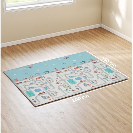 Alfombra de juego reversible de espuma para bebé, 195 x 146,5 x 1,5 cm, antideslizante DESVIAE (1/2)