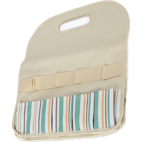 Werkzeugtasche mit großem Fassungsvermögen, farblich abgestimmt, tragbar, für Garten, Haushalt und Holzbearbeitung, Aufbewahrungstasche, Khaki-Streifen (1/5)