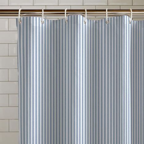 180 x 180 cm, blauer Duschvorhang mit zeitlosen Streifen
