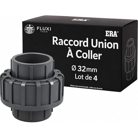 PVC Union Connector for Gluing Diameter 32 mm Pack of 4 (1/5)