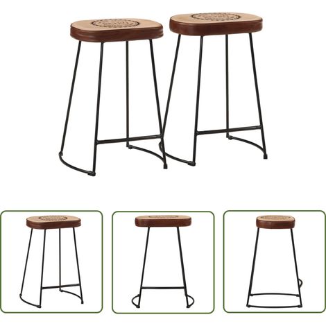 The Living Store Tabourets de bar lot de 2 marron foncé 41x29x62 cm - Tabouret De Bar - Tabouret Retro - Chaise De Bar - Mobilier De Cuisine - Décoration Intérieure (1/5)
